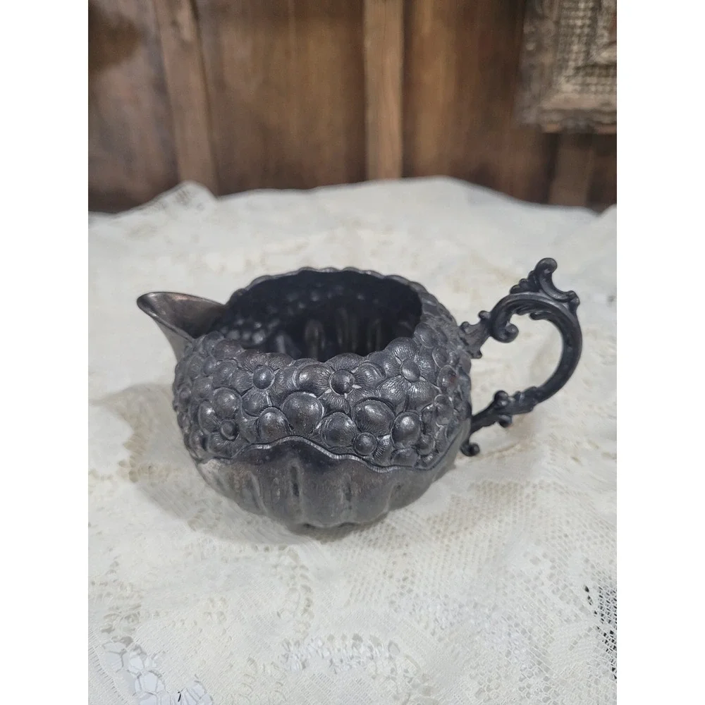 Vintage Rogers & Bro Triple Plated Creamer Flower Design